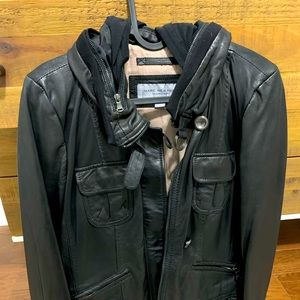 Andrew Marc Leather Jacket with removable hood